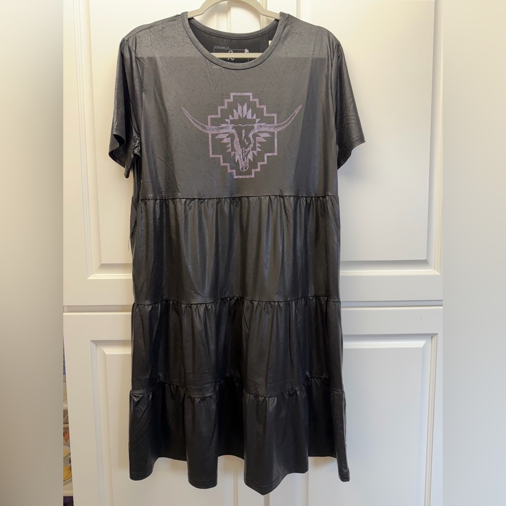 Chic Black Aztec Bull Skull Dress